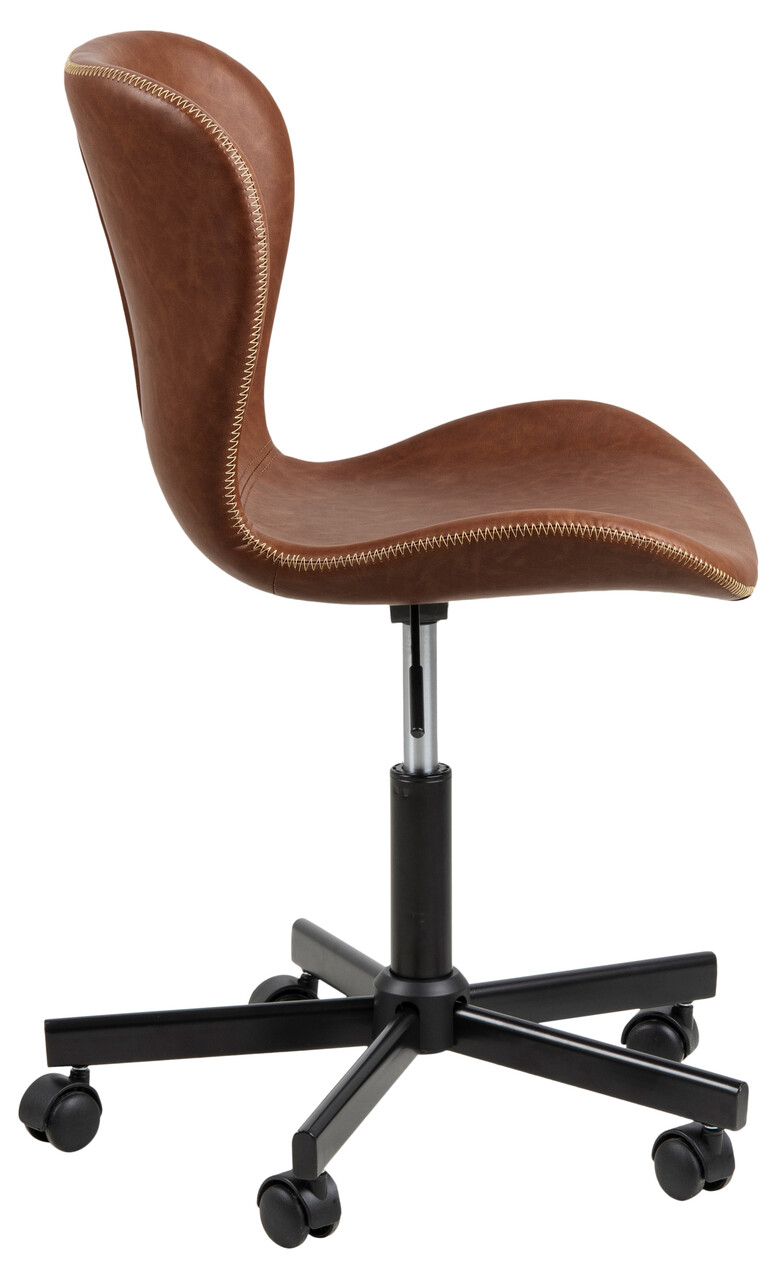 Scaun de birou Batilda -A1, Actona, 55x54x87 cm, rotativ, piele ecologica/otel, brandy - view 9