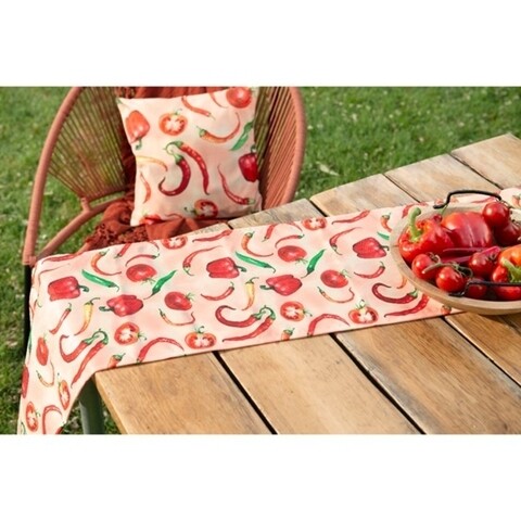 Poza Traversa pentru masa Vegetables, Decoris, 150x32x0.5 cm, poliester, rosu