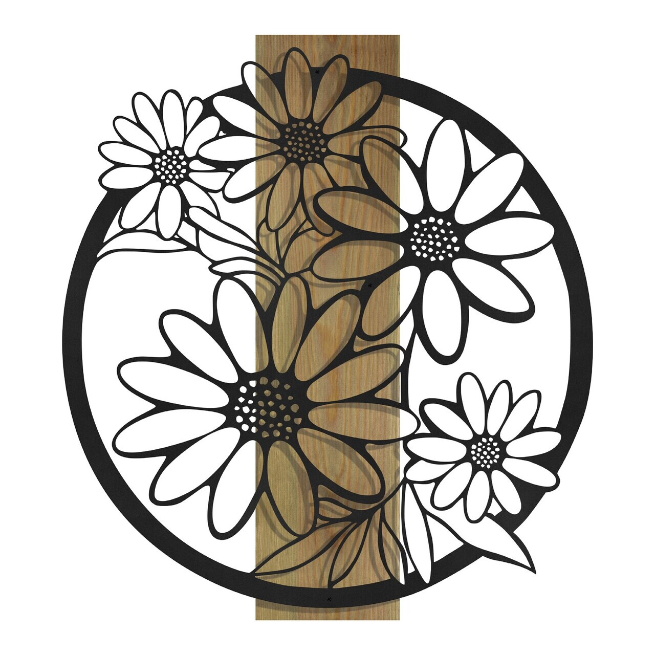 Decoratiune de perete, Marguerite, Cadru: Lemn (Grosime: 2 cm), Verde/Negru — imaginea 7