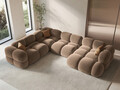 Coltar panoramic stanga 5 locuri, Loretto, Cosmopolitan Design, 345x250x68 cm, catifea, bej inchis
