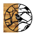 Ceas de perete, Wooden Clock 35, Lemn/metal, Dimensiune: 58 x 3 x 58 cm, Nuc / Negru