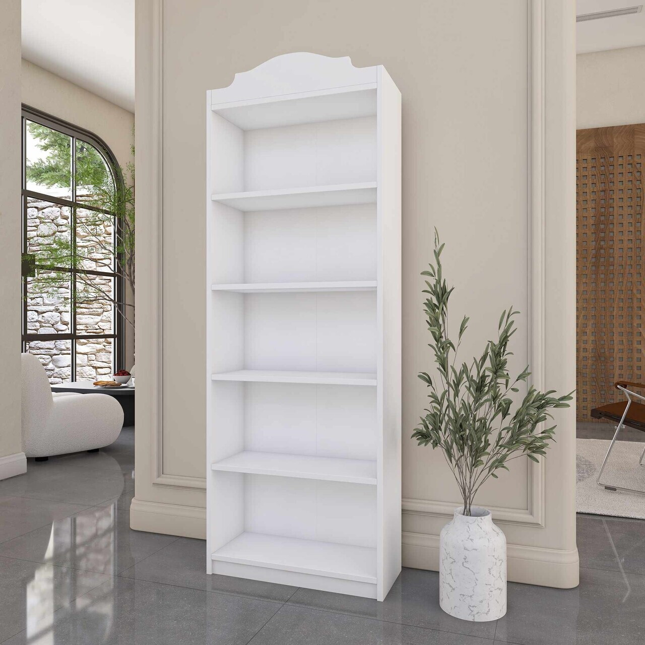 Corp biblioteca, Hanah Home, HC130, 60x160x25 cm, Alb — imaginea 4