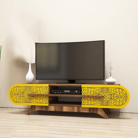 Comoda TV, Hommy Craft, Defne, 145x37x37 cm, PAL, Nuc / Galben