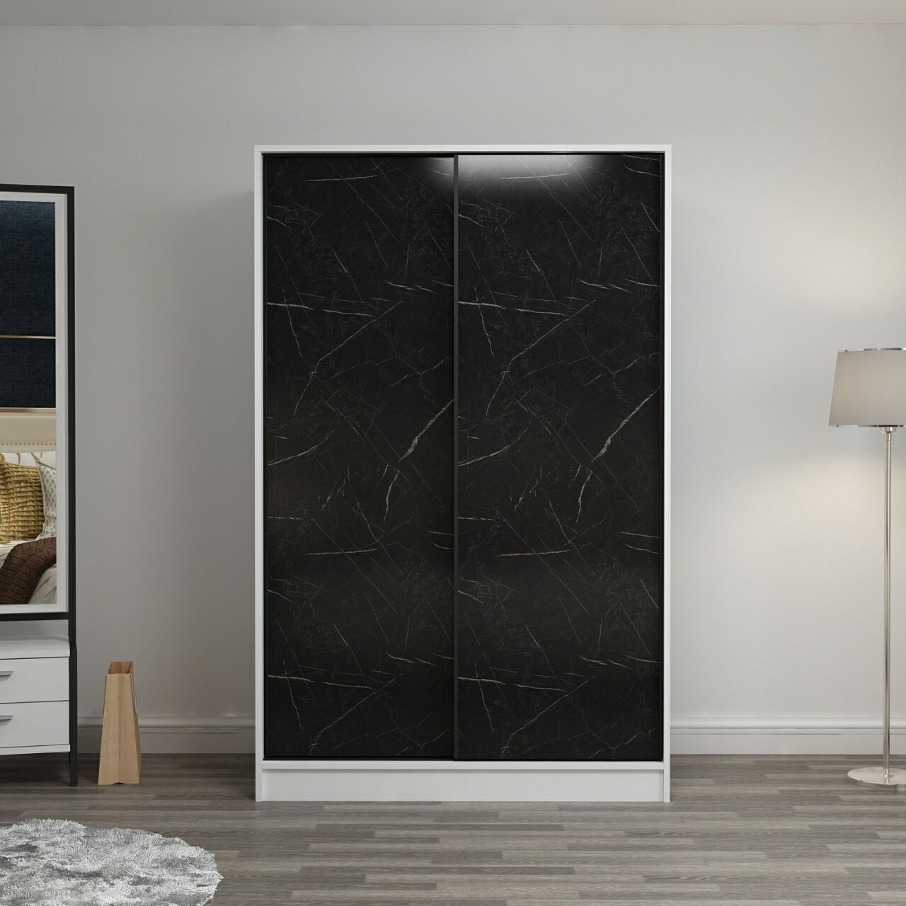 Dulap pentru haine, Minerva, Kale White Stone, 120x190x60 cm, PAL, Piatra Alba - 1 | YEO