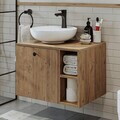 Dulap de baie cu chiuvetă, Hanah Home, 2458, 65x58x45 cm, MDF, Maro
