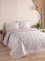 Cuvertura matlasata dubla, Piti Yaprak - Rose, EnLora Home, 65% bumbac/35% poliester