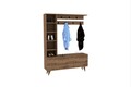 Cuier cu pantofar, Puqa Design, Hale, 120 x 161.8 x 32 cm, pal melaminat, nuc