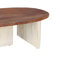 Masuta de cafea Simplicity, Inart, 110x60x40 cm, lemn de salcam, alb prespalat/natural