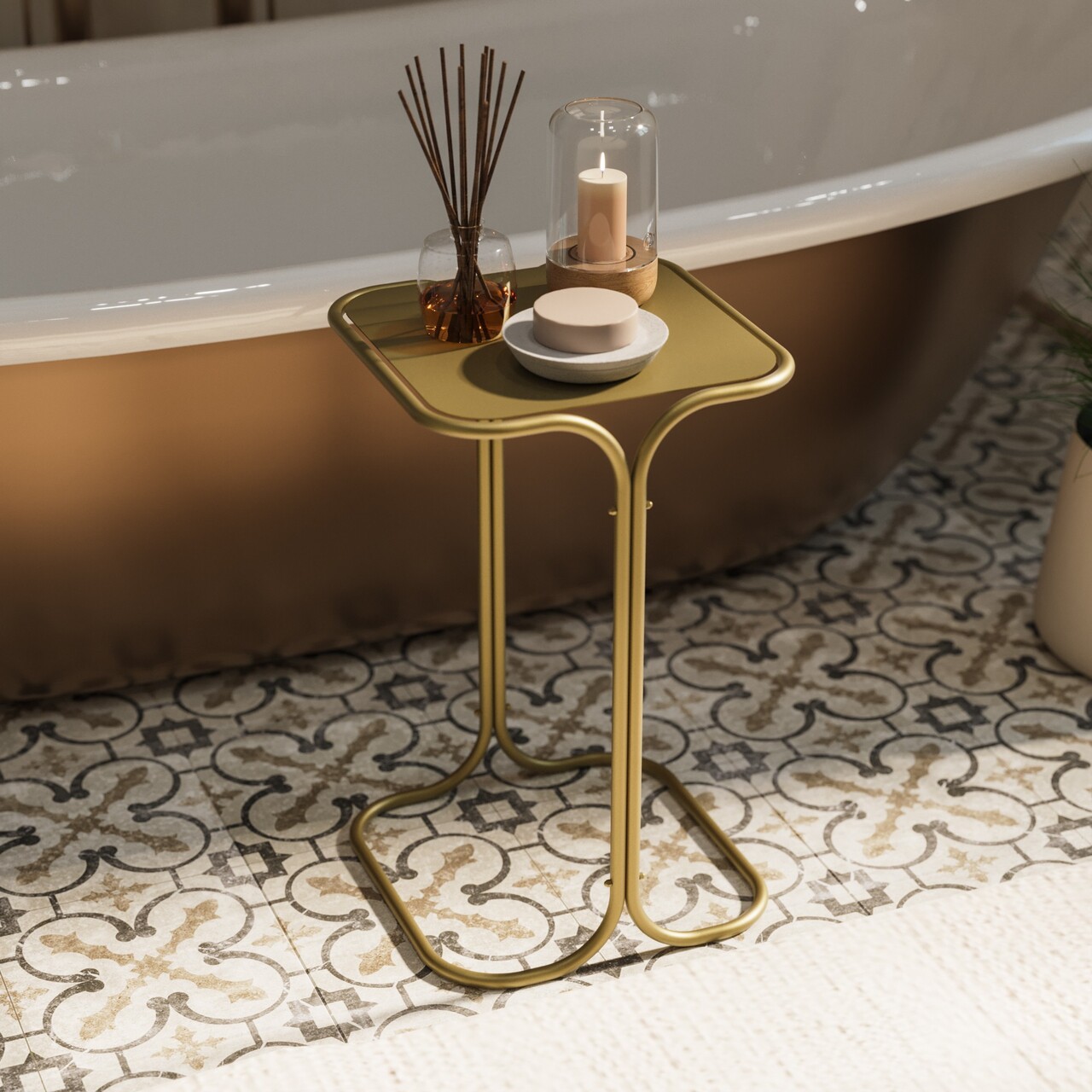 Masuta de cafea, Cerritos, Shb-001-B, 30x52x30 cm, Metal, Auriu - 1 | YEO