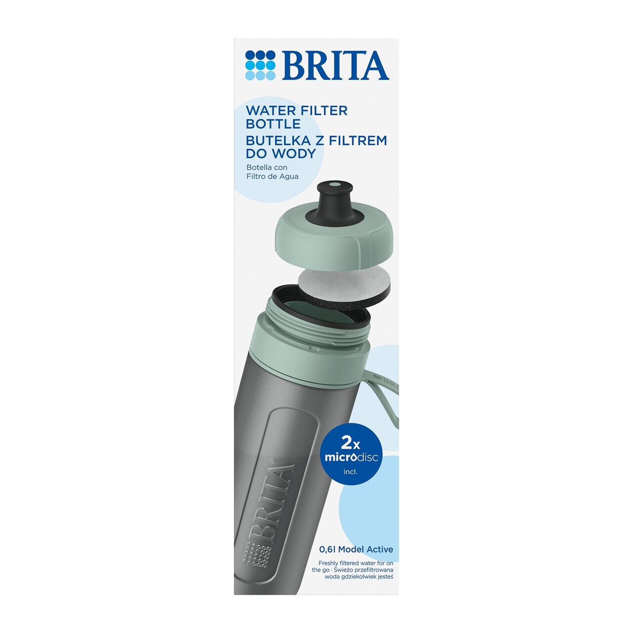 Sticla filtranta BRITA Active 600 ml (Darkgreen) + 2 filtre MicroDisc - imagine 12
