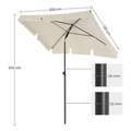 Umbrela dreptunghiulara pentru terasa, gradina, plaja, Songmics, 200x125 cm, protectie solara UPF 50+, bej