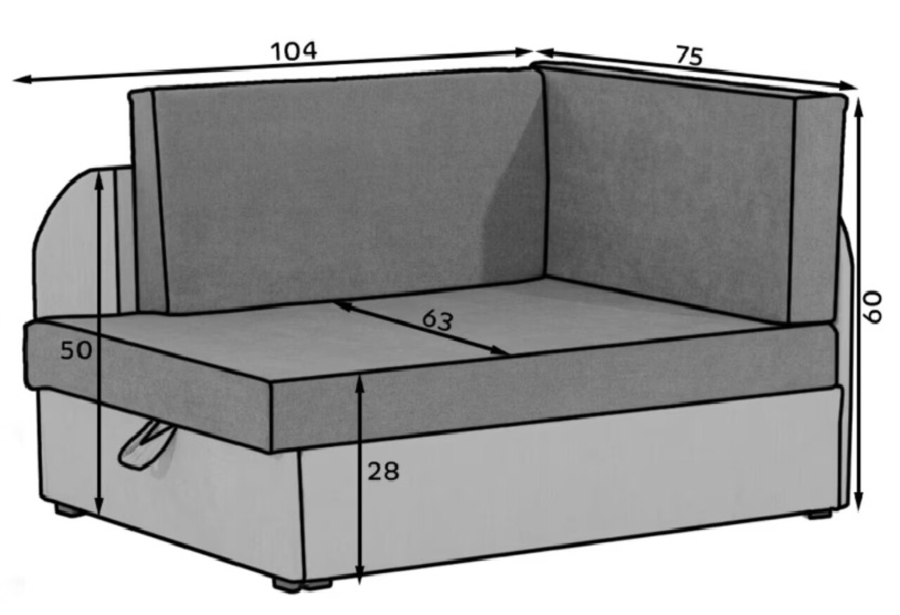 Canapea extensibila 2 locuri, ELTAP, Rosa, 104x75x60 cm, lemn/poliester, maro deschis/bej