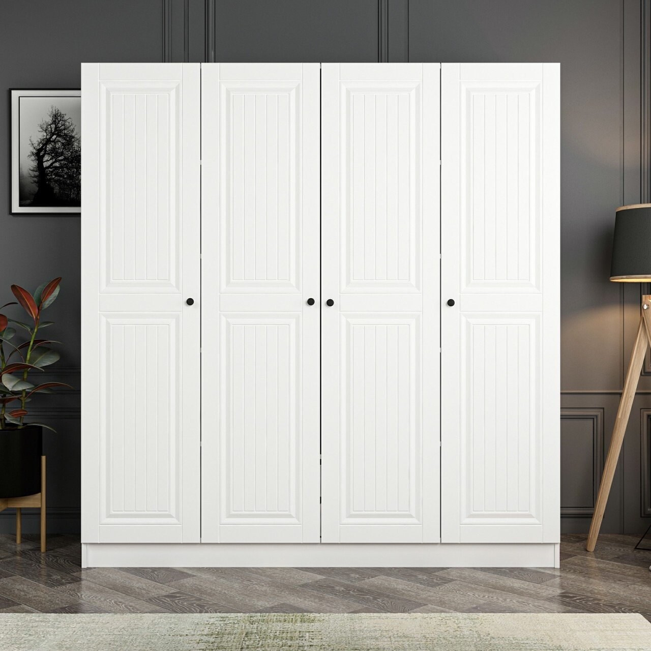 Dulap pentru haine, Minerva, Kale Mebran, 180x190x52 cm, PAL, Alb - 1 | YEO