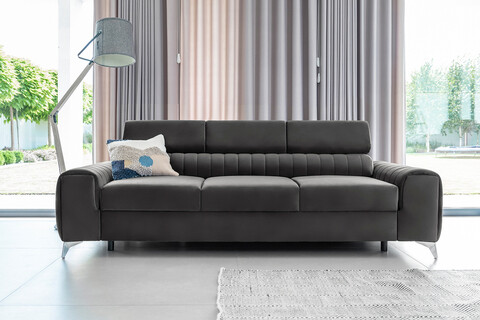 Canapea extensibila 3 locuri, ELTAP, SO-LAU-05NU, Laurence, 261x97x105 cm, lemn/poliester, gri inchis