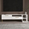 Comoda TV, Inarch, Parion, 150x47x35 cm, PAL, Alb/Auriu