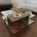 Masuta pentru living, Wooden Art, Friend White Walnut, 95x32x75 cm