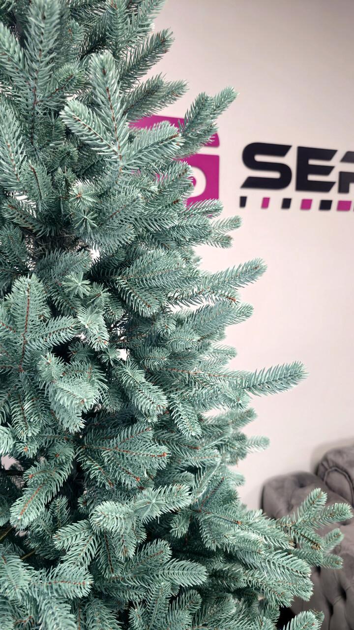 Brad artificial Christmas Deluxe by Sersimo, Viena Select argintiu, integral 3D, 210cm — imaginea 3