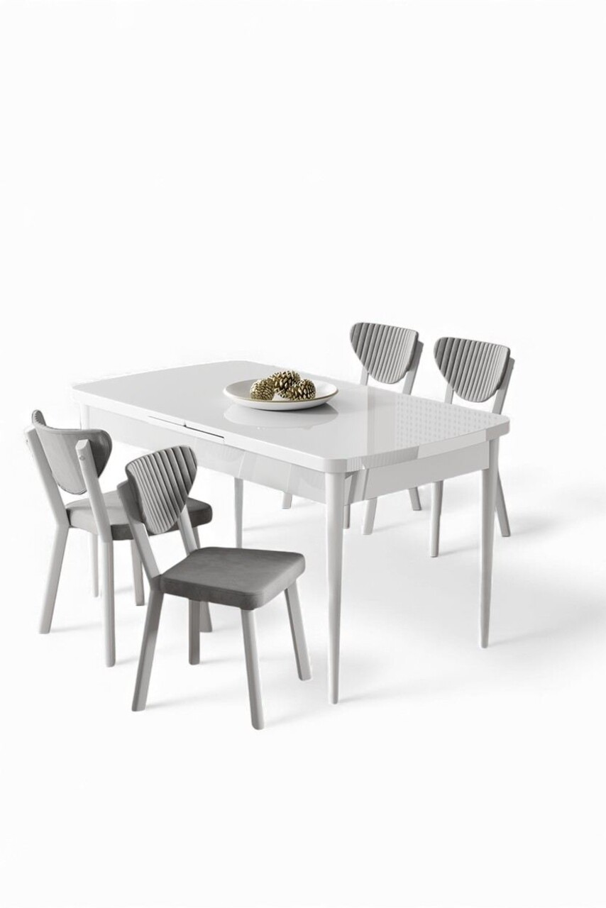 Set masa extensibila si scaune, Hanah Home, Exve, Alb/Gri - view 2