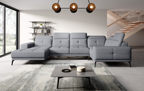 Coltar dreapta 6 locuri ELTAP, RT-04PO, Neviro, 350x201x77 cm, lemn/poliester, gri deschis