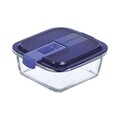 Caserola ermetica, Luminarc, Easy Box, 0.76 L, sticla, albastru/transparent