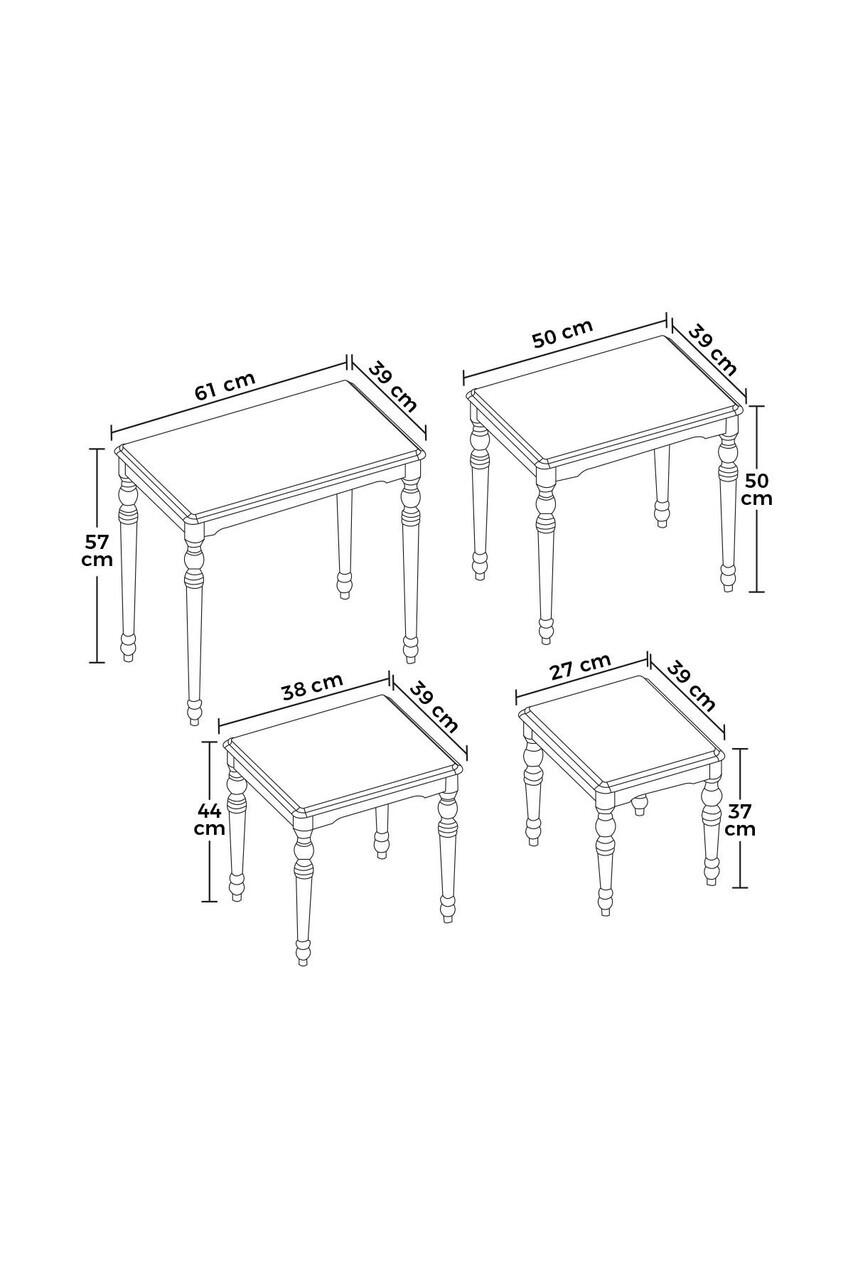 Set masute Nesting 4 piese, Hanah Home, Saray Avangart, Crem — imaginea 3