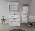 Dulap de baie cu oglindă, Hanah Home, Bari 80, Alb mat