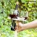 Suport sticla de vin si pahare pentru picnic Winnek InnovaGoods, 20x20x31 cm, lemn