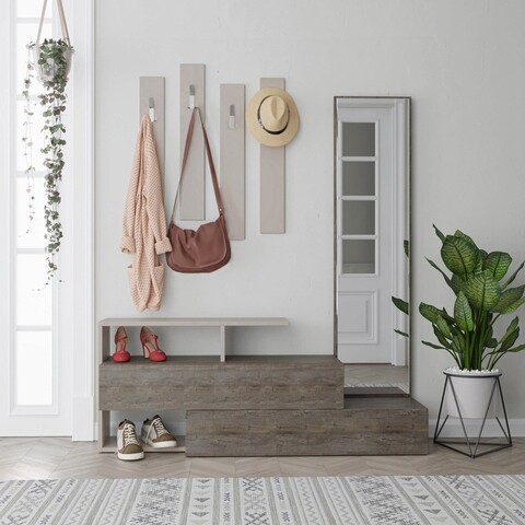 Cuier de perete, Decortie, Ramda, 137x154x35 cm, Mocha deschis / Maro închis Decortie