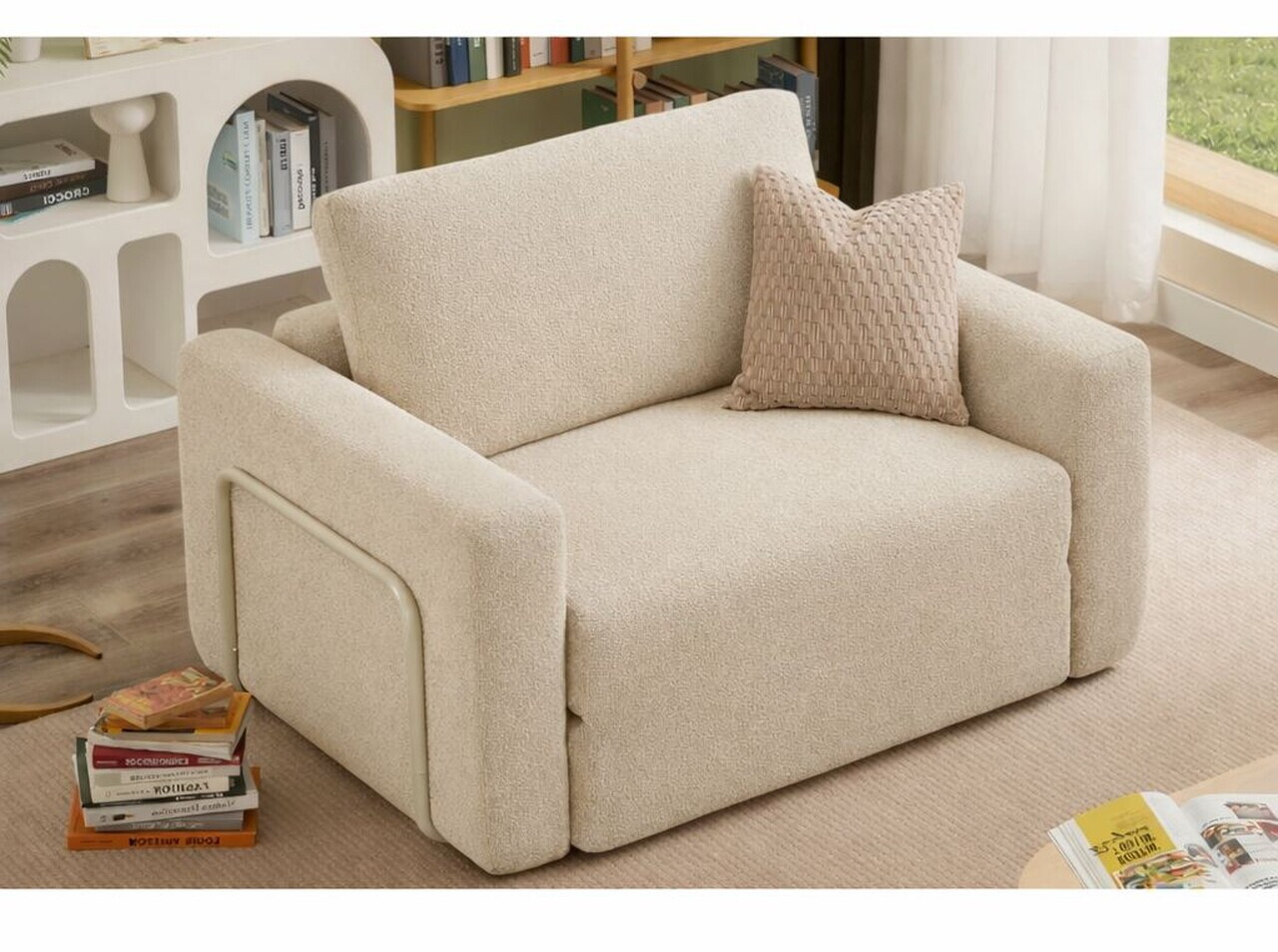 Fotoliu extensibil Atelier del Sofa 118FVL1103 MATERIAL TEXTIL BOUCLETTE Crem
