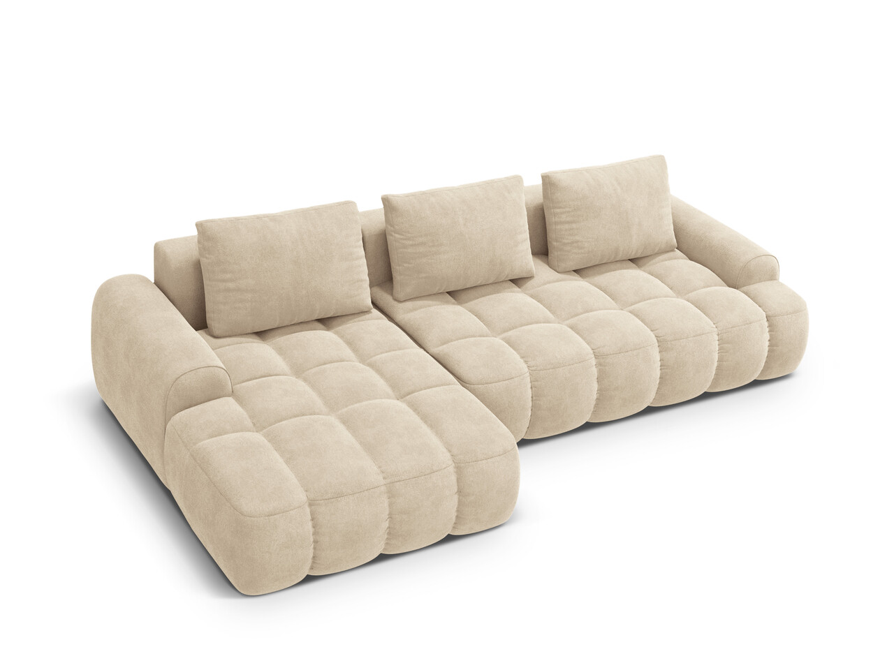 Coltar extensibil stanga 3 locuri, Linz, Cosmopolitan Design, 275x142x84 cm, catifea, bej deschis - 1 | YEO