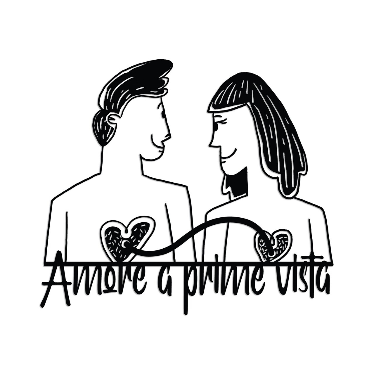 Decoratiune de perete, Amore Prima Vista 5, Dimensiuni: 56 x 49 cm, Negru — imaginea 4