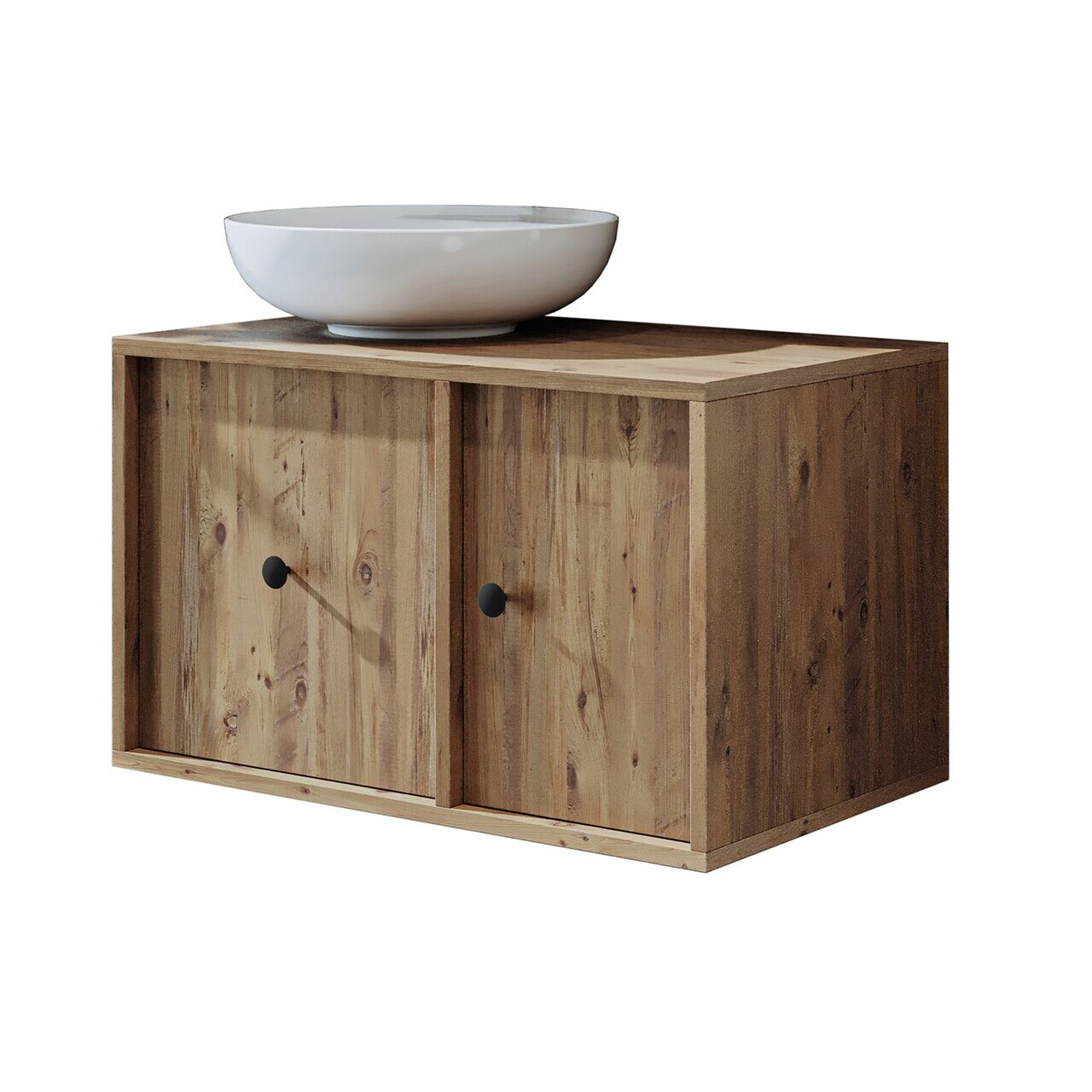 Dulap de baie cu chiuvetă, Hanah Home, 2540, MDF, Maro — imaginea 6