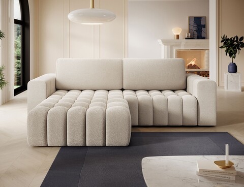 Coltar extensibil stanga 4 locuri ELTAP, Bon-219, Bonett, 250x175x92 cm, lemn/poliester, bej deschis