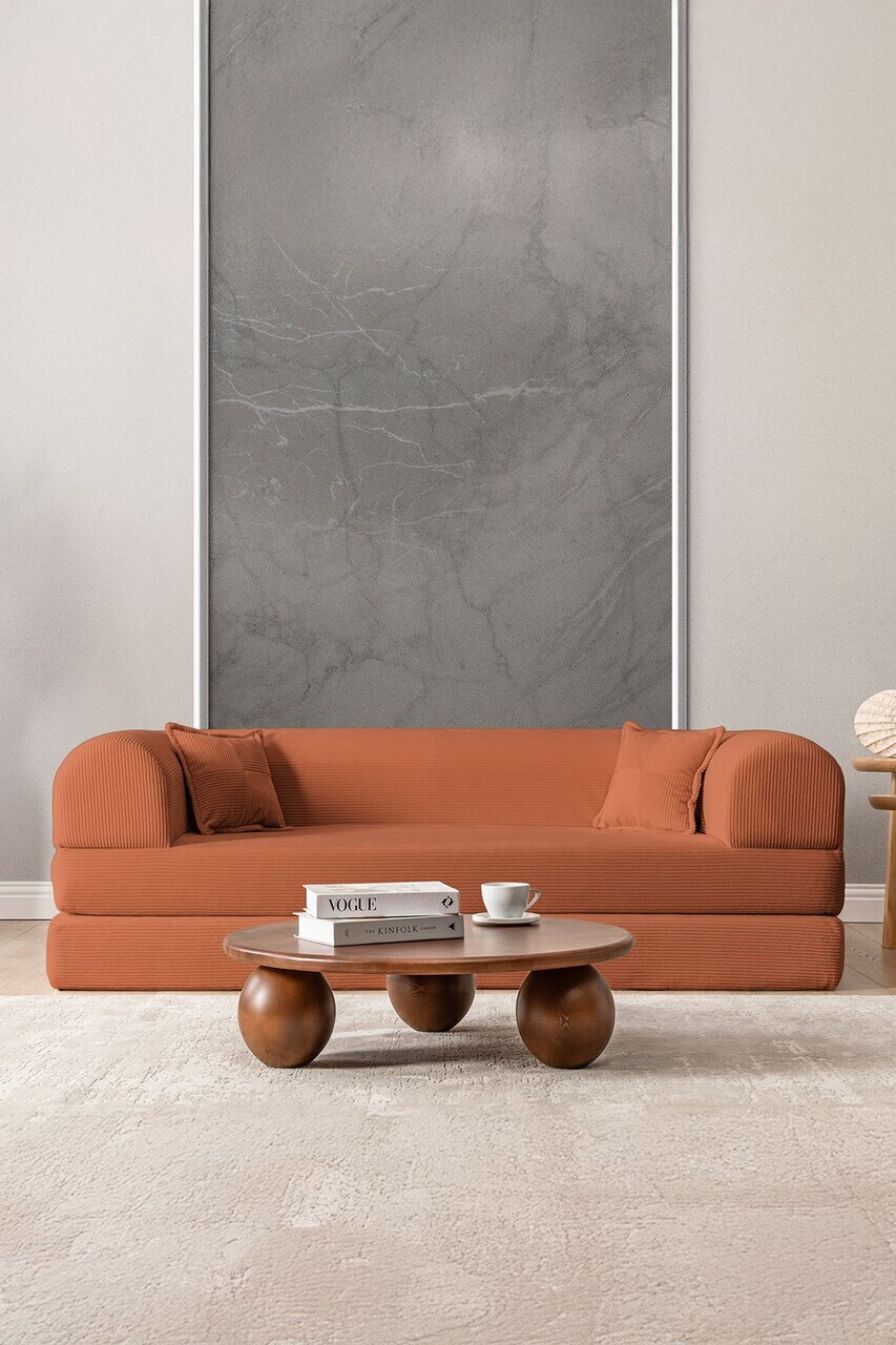 Canapea extensibila 3 locuri, Atelier del Sofa, 118FVL1308, Tesatura plus reiata, Portocaliu - view 2