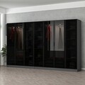 Dulap pentru haine, Minerva, Kale, 315x210x52 cm, PAL, Antracit / Negru