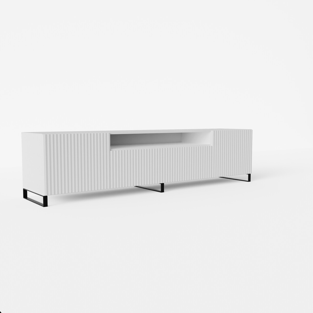 Comoda TV ADRK, Noemi, 200x41x53 cm, PAL melaminat/MDF, alb — imaginea 3
