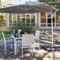 Umbrela de gradina / terasa cu picior lateral Thais, Ø300 cm, stalp Ø48 mm, aluminiu, gri