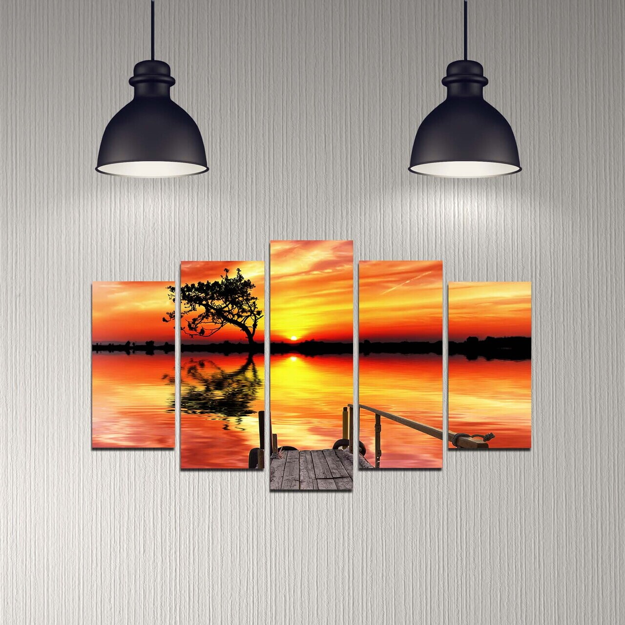 Tablou decorativ MDF, 5DMDF-11, 20 x 60 cm, Multicolor