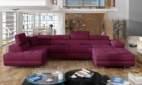 Coltar extensibil stanga 6 locuri ELTAP, Rod-23, Rodrigo, 345x202x90 cm, lemn/poliester, rosu