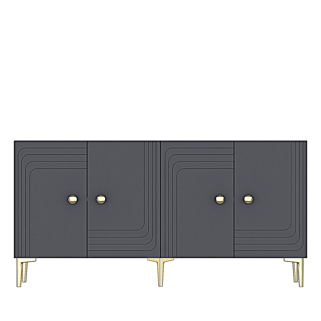 Consola, Hanah Home, Lessi 150, 150x75x32 cm, Antracit / Aur - view 6