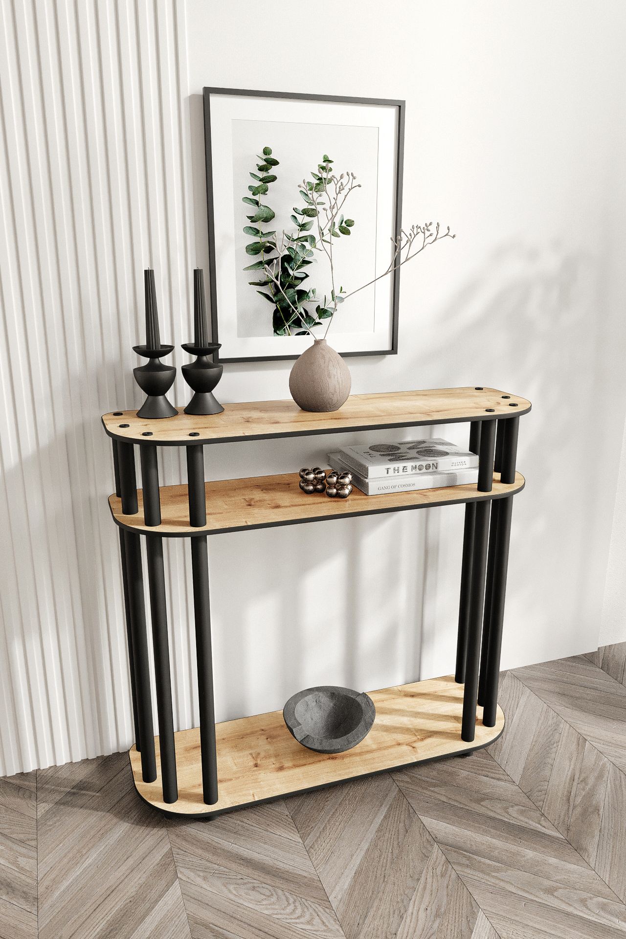 Dulap, Hanah Home, Cruise, 90x30x84 cm, MDF , Stejar