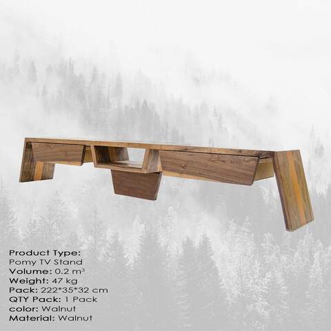 Comoda TV, Massive Design, Pomy, 220x33x30 cm, Pin Massive Design