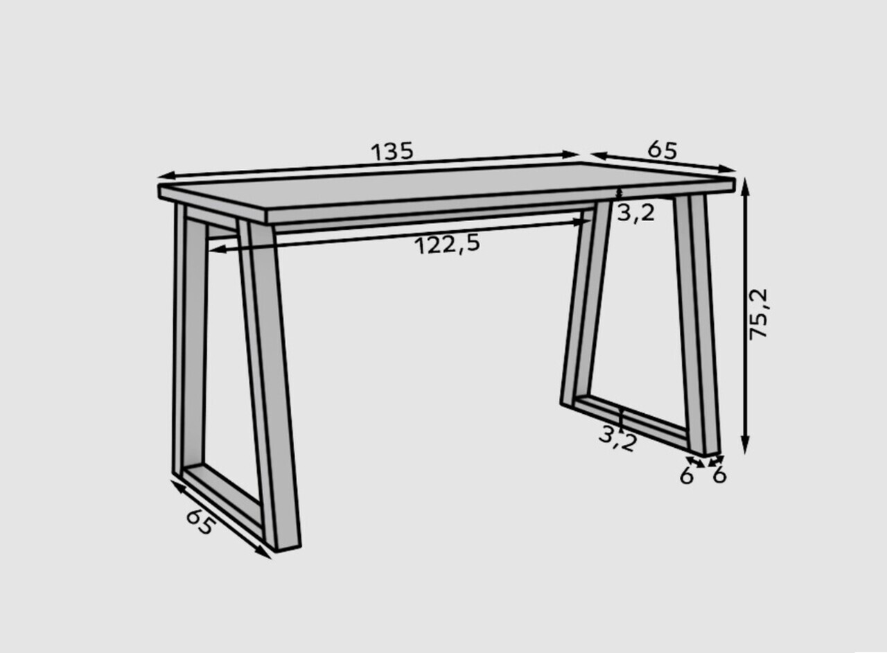 Birou ADRK, Iwo, 135x65x75.2 cm, PAL laminat, alb/artisan — imaginea 5