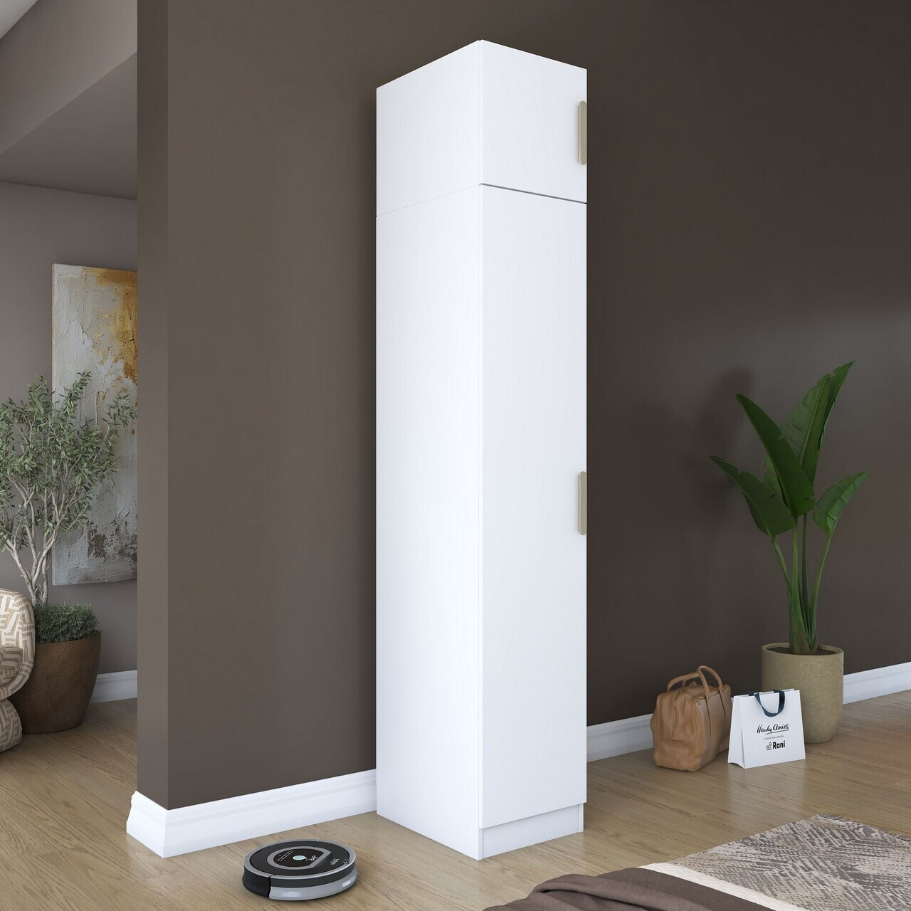 Dulap pentru haine, Hanah Home, BA212, 45x255x57.5 cm, PAL melaminat, Alb - view 2