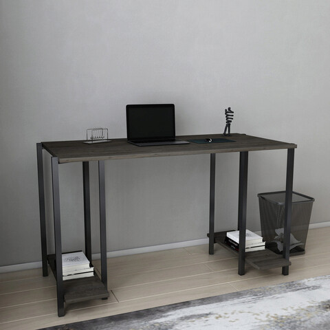 Birou, retricy, academy, 125.2x60x73.8 cm, pal, negru / gri închis