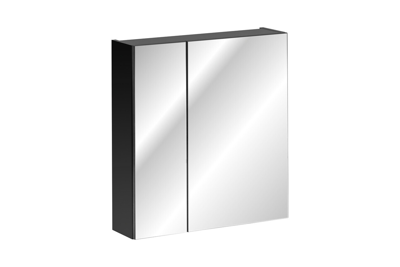 Cabinet cu oglinda si 2 usi, Santa Fe Black, Comad, 60x17x65 cm, PAL laminat, negru mat — imaginea 5