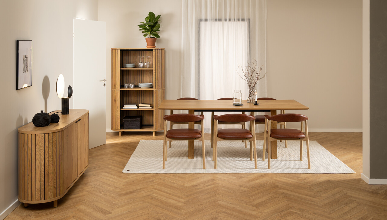 Scaun Addi, Actona, 56x54x75.5 cm, piele ecologica/lemn de stejar, brandy - view 8