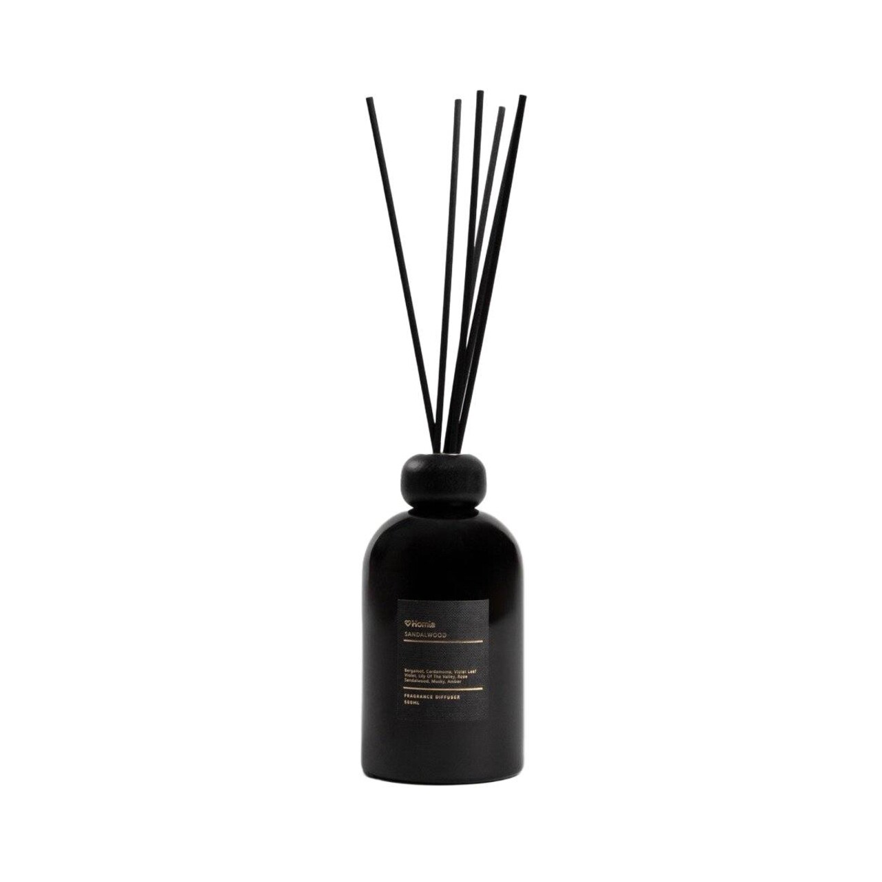 Difuzor de parfum cu betisoare Aura, Homla, 500 ml, sticla, negru - imagine 2