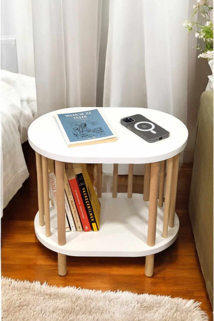 Masuta, Hanah Home, Pk-2109, 45x43x30 cm, PAL, Alb / Natural — imaginea 3