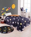 Lenjerie de pat pentru o persoana 2 piese, Astron - Dark Blue, EnLora Home, 65% bumbac/35% poliester